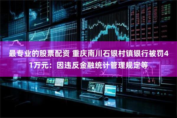 最专业的股票配资 重庆南川石银村镇银行被罚41万元：因违反金融统计管理规定等